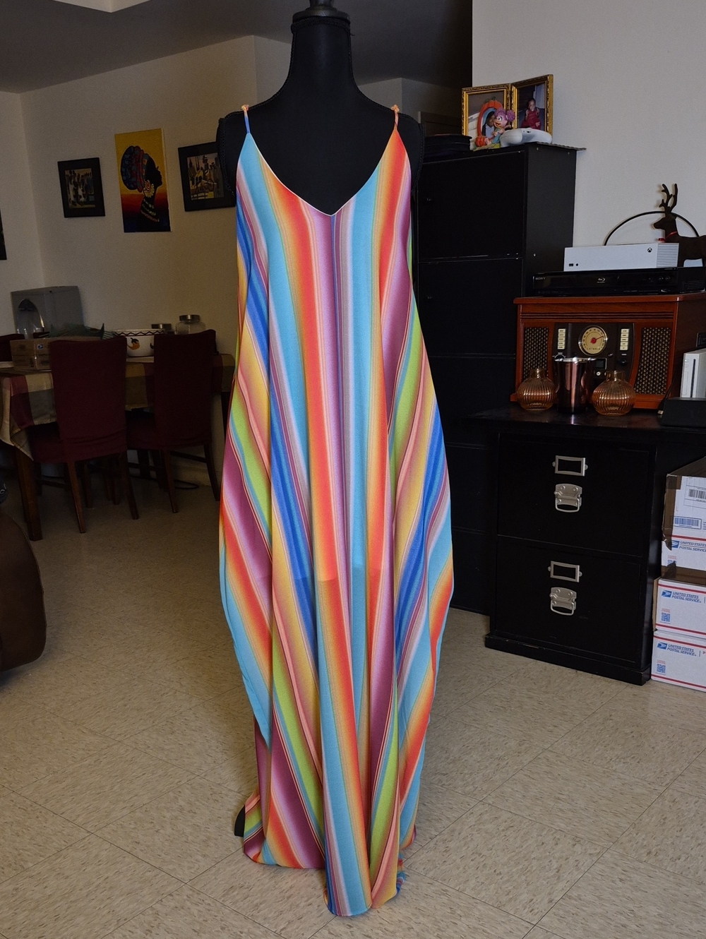Fantastic Fawn Rainbow Stripe V-Neck Maxi Dress